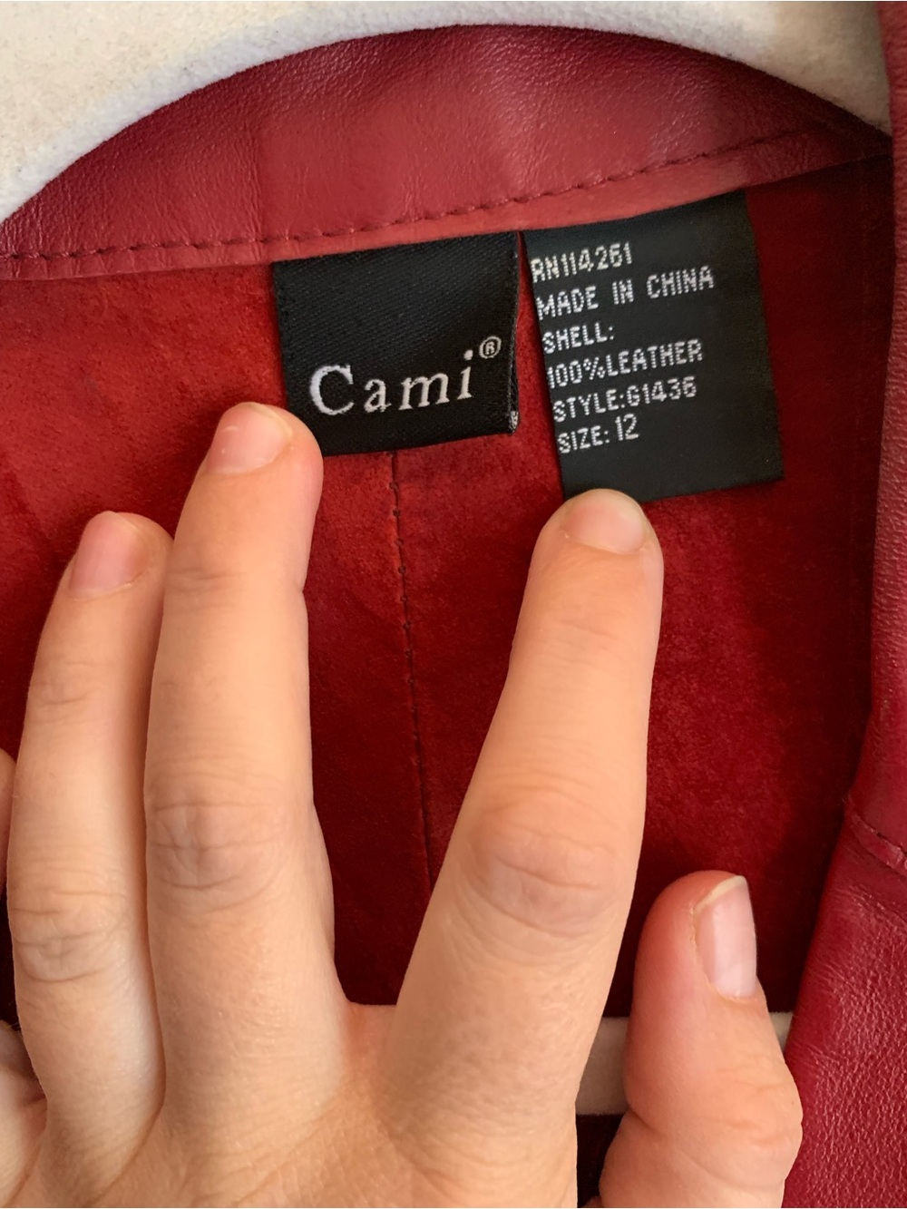 Cami NYC Red Scalloped-Trim Leather Button Jacket Women Size 12 Vintage - Picture 3 of 4